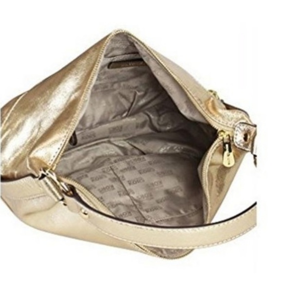 Michael Kors Fulton Gold Metallic Shoulder Bag - Picture 3 of 4